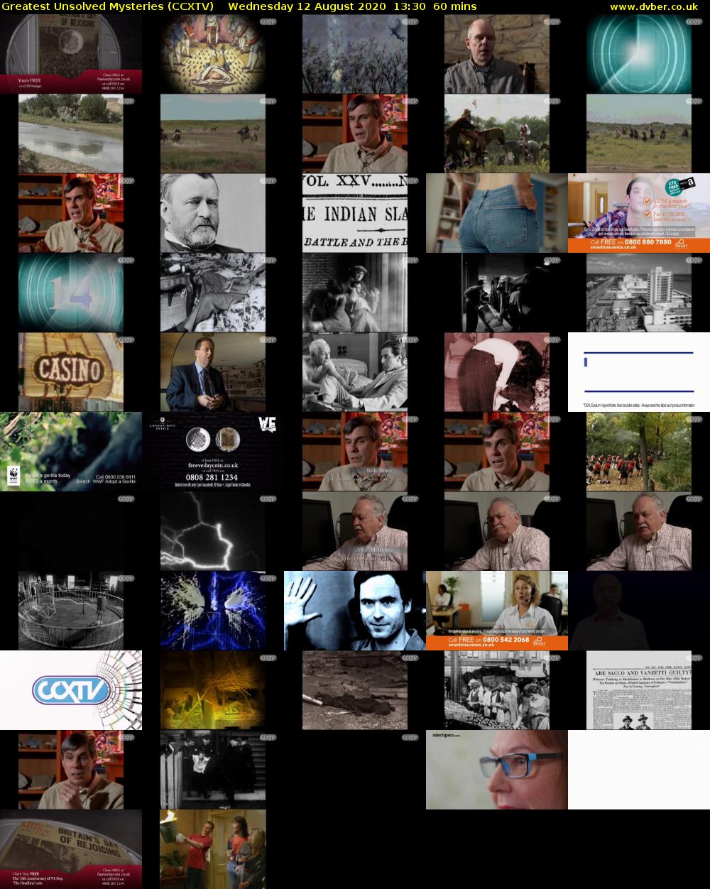 Greatest Unsolved Mysteries (CCXTV) Wednesday 12 August 2020 13:30 - 14:30
