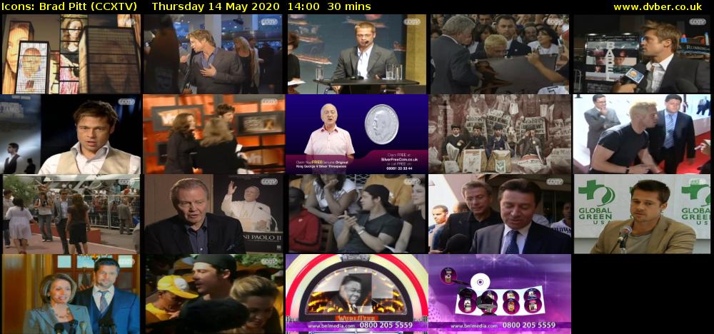 Icons: Brad Pitt (CCXTV) Thursday 14 May 2020 14:00 - 14:30