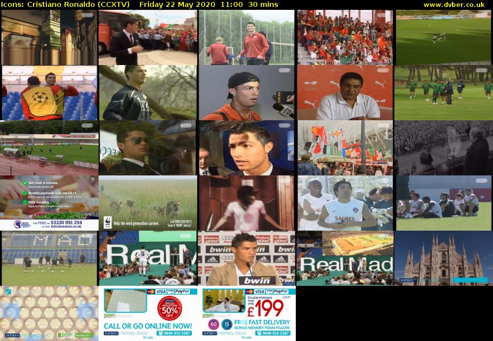 Icons: Cristiano Ronaldo (CCXTV) Friday 22 May 2020 11:00 - 11:30