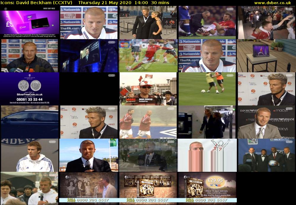 Icons: David Beckham (CCXTV) Thursday 21 May 2020 14:00 - 14:30