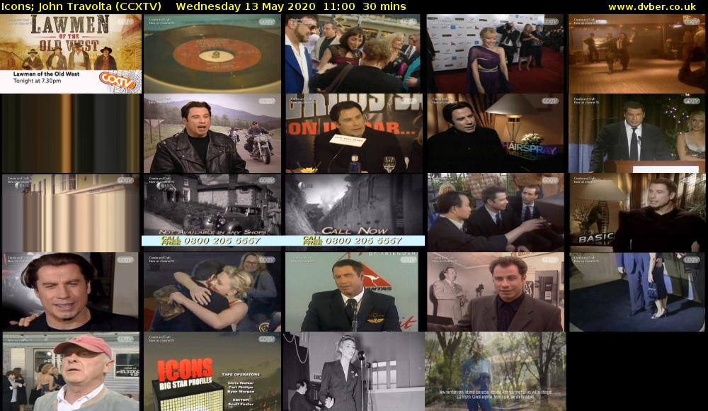 Icons; John Travolta (CCXTV) Wednesday 13 May 2020 11:00 - 11:30
