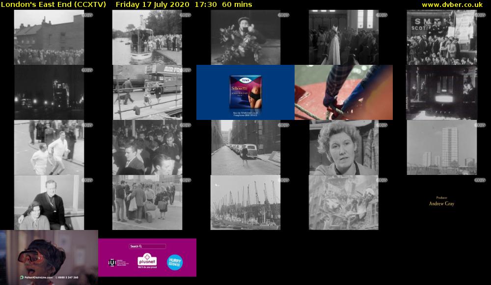 London's East End (CCXTV) Friday 17 July 2020 17:30 - 18:30