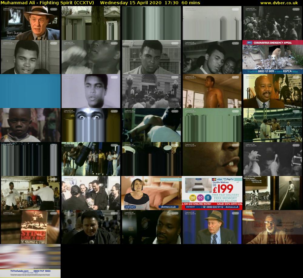 Muhammad Ali - Fighting Spirit (CCXTV) Wednesday 15 April 2020 17:30 - 18:30
