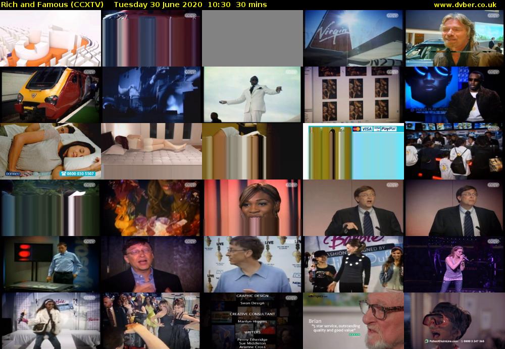 Rich and Famous (CCXTV) Tuesday 30 June 2020 10:30 - 11:00
