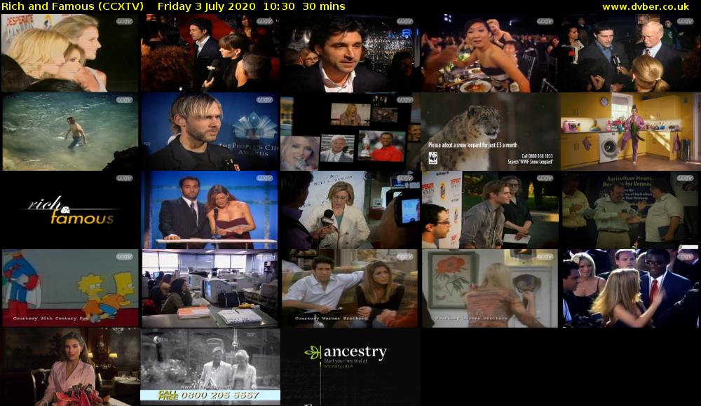 Rich and Famous (CCXTV) Friday 3 July 2020 10:30 - 11:00