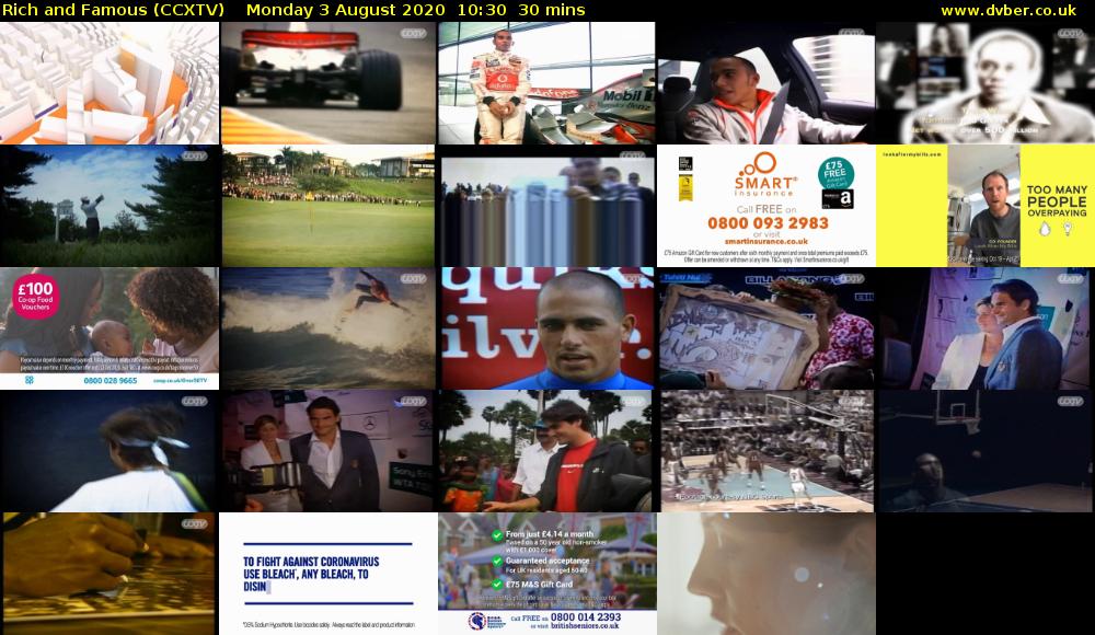 Rich and Famous (CCXTV) Monday 3 August 2020 10:30 - 11:00