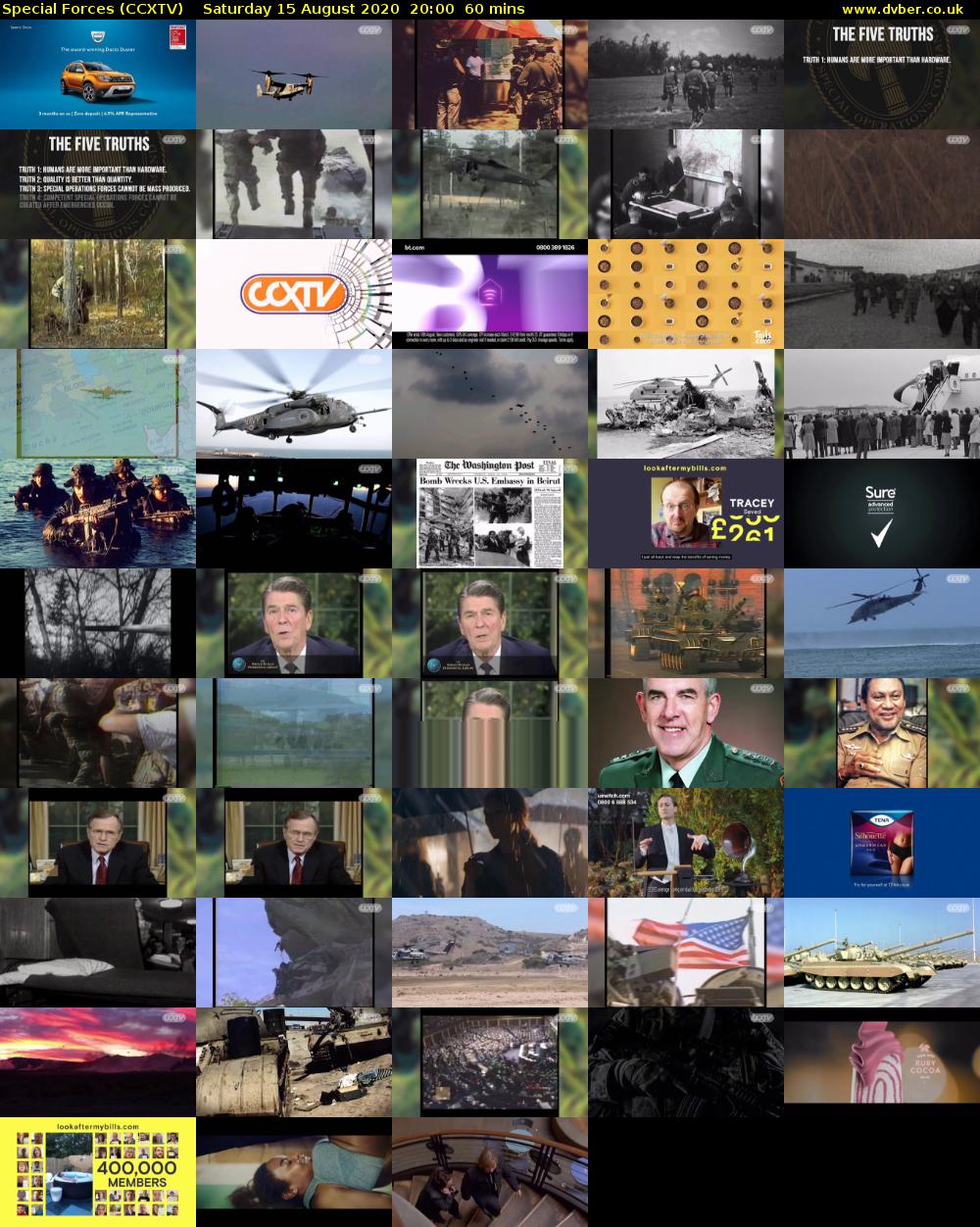 Special Forces (CCXTV) Saturday 15 August 2020 20:00 - 21:00