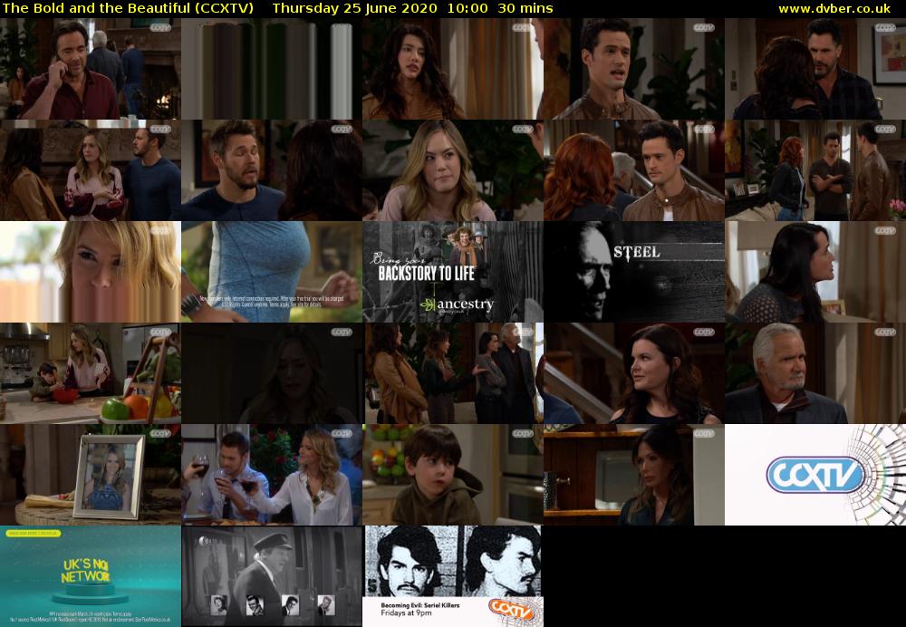 The Bold and the Beautiful (CCXTV) Thursday 25 June 2020 10:00 - 10:30