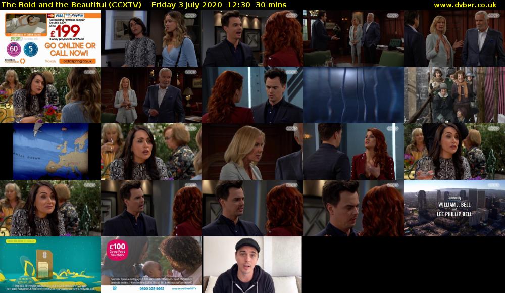 The Bold and the Beautiful (CCXTV) Friday 3 July 2020 12:30 - 13:00