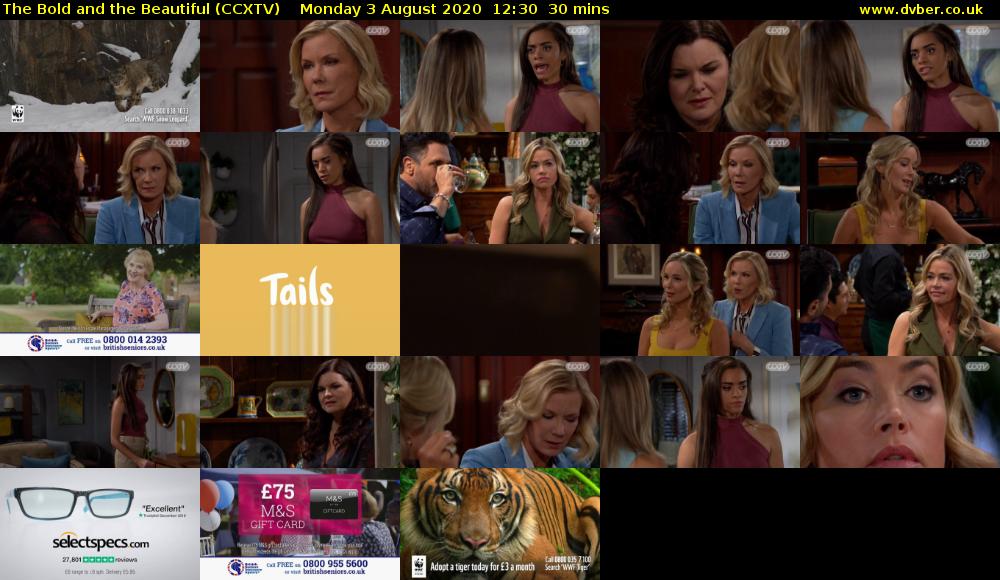 The Bold and the Beautiful (CCXTV) Monday 3 August 2020 12:30 - 13:00