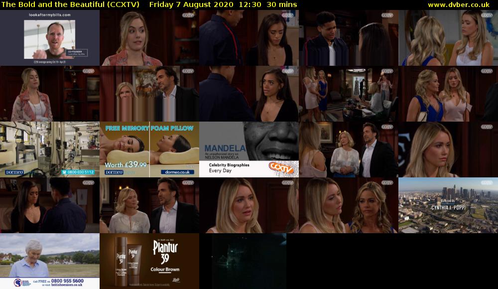 The Bold and the Beautiful (CCXTV) Friday 7 August 2020 12:30 - 13:00