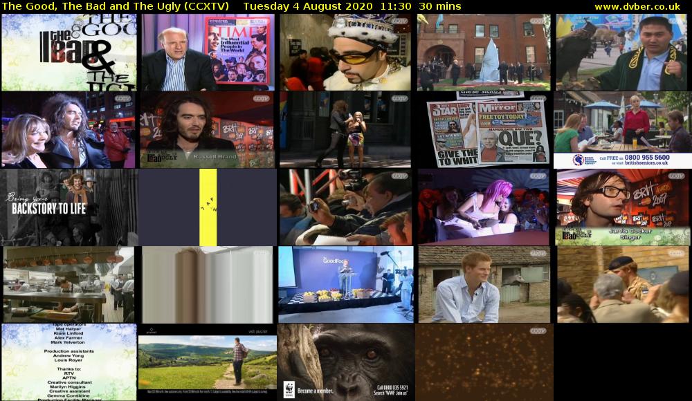 The Good, The Bad and The Ugly (CCXTV) Tuesday 4 August 2020 11:30 - 12:00