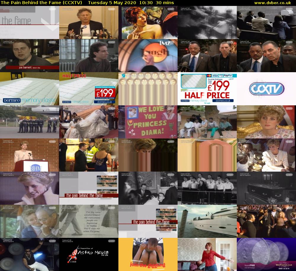 The Pain Behind the Fame (CCXTV) Tuesday 5 May 2020 10:30 - 11:00