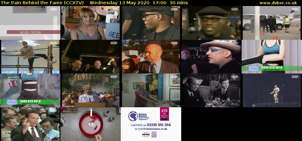 The Pain Behind the Fame (CCXTV) Wednesday 13 May 2020 17:00 - 17:30