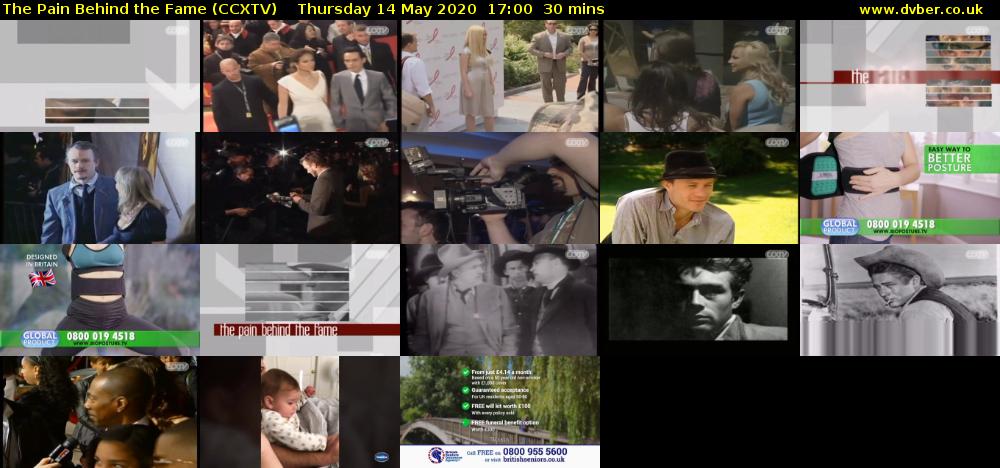 The Pain Behind the Fame (CCXTV) Thursday 14 May 2020 17:00 - 17:30
