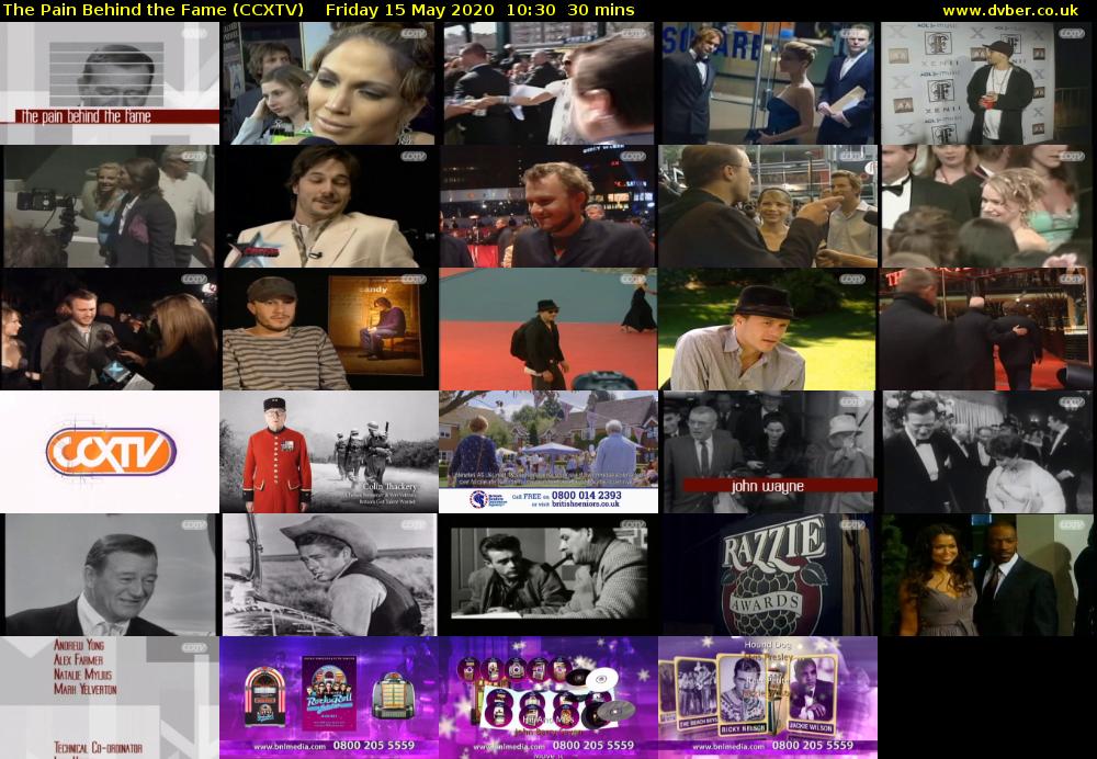 The Pain Behind the Fame (CCXTV) Friday 15 May 2020 10:30 - 11:00