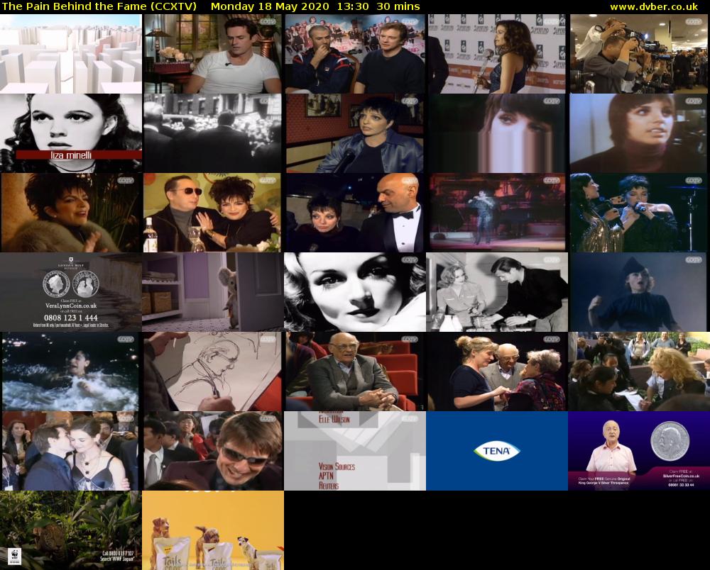 The Pain Behind the Fame (CCXTV) Monday 18 May 2020 13:30 - 14:00