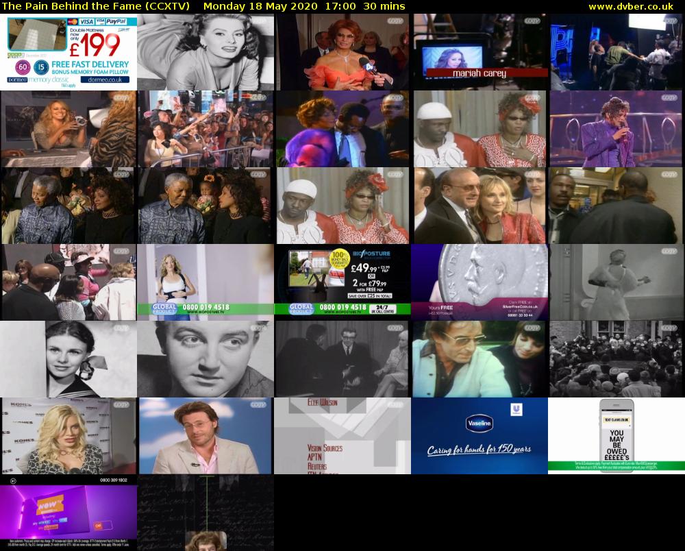 The Pain Behind the Fame (CCXTV) Monday 18 May 2020 17:00 - 17:30