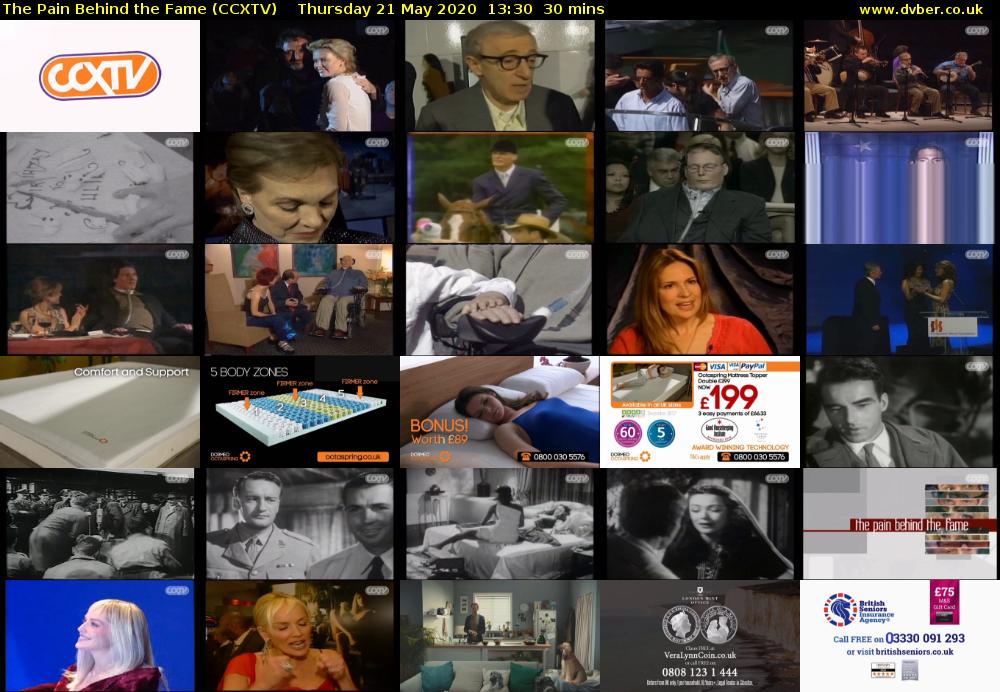 The Pain Behind the Fame (CCXTV) Thursday 21 May 2020 13:30 - 14:00