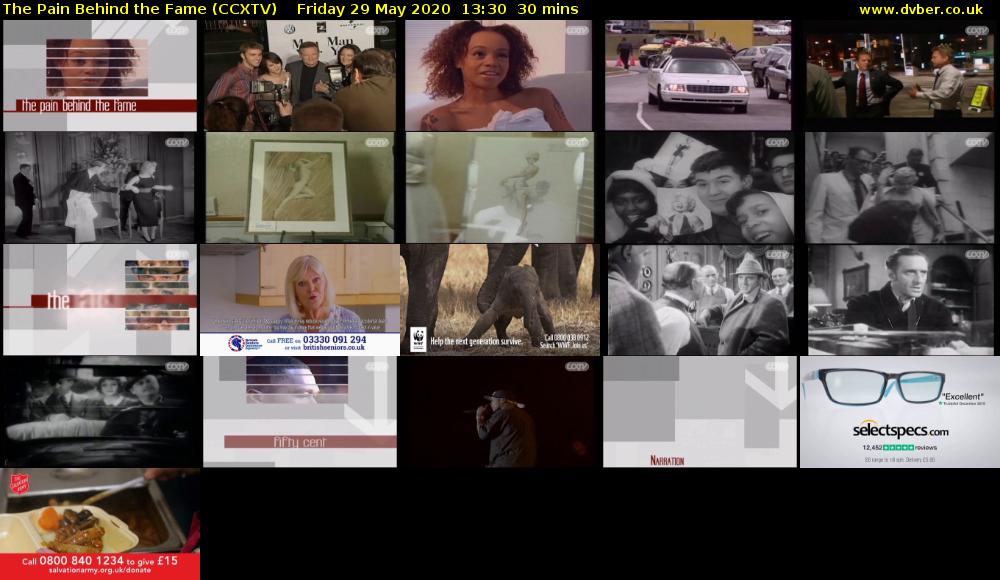 The Pain Behind the Fame (CCXTV) Friday 29 May 2020 13:30 - 14:00