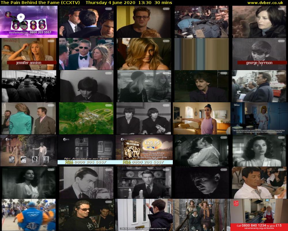 The Pain Behind the Fame (CCXTV) Thursday 4 June 2020 13:30 - 14:00