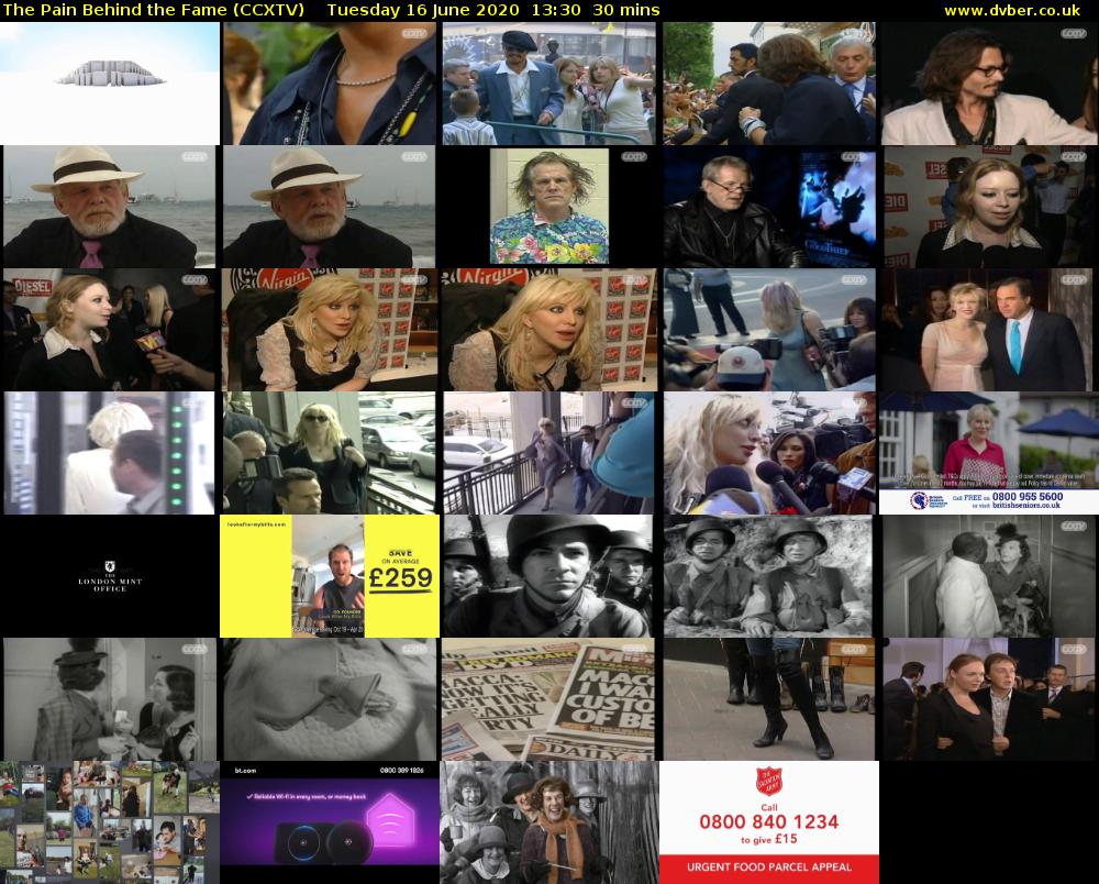 The Pain Behind the Fame (CCXTV) Tuesday 16 June 2020 13:30 - 14:00