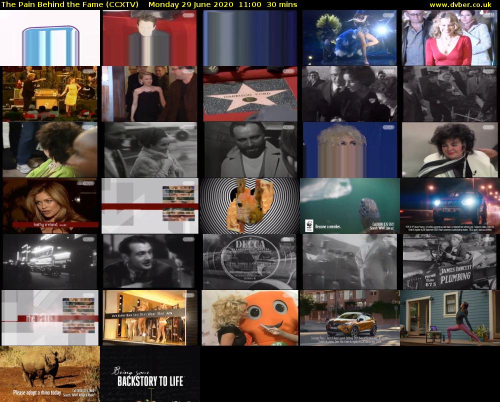 The Pain Behind the Fame (CCXTV) Monday 29 June 2020 11:00 - 11:30