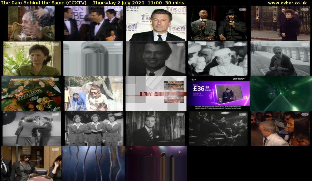 The Pain Behind the Fame (CCXTV) Thursday 2 July 2020 11:00 - 11:30