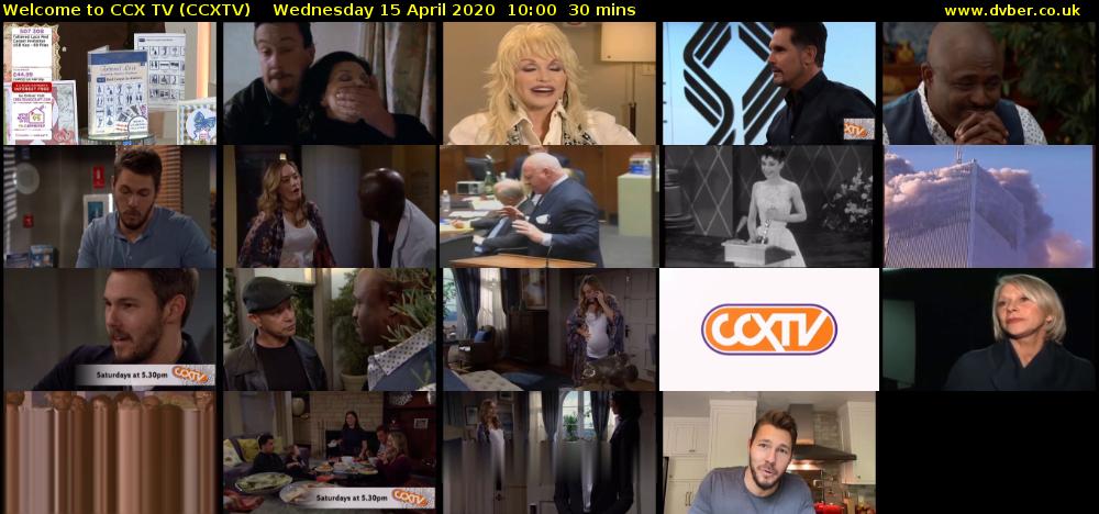 Welcome to CCX TV (CCXTV) Wednesday 15 April 2020 10:00 - 10:30