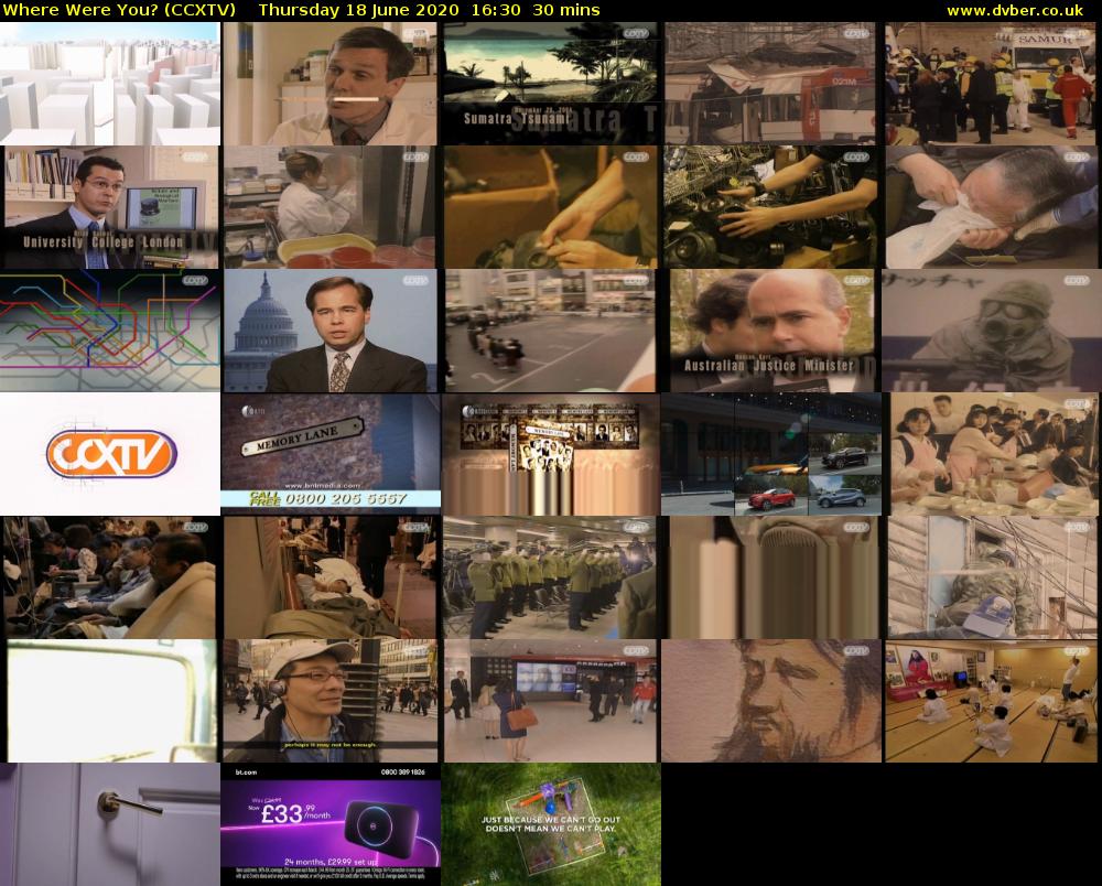 Where Were You? (CCXTV) Thursday 18 June 2020 16:30 - 17:00