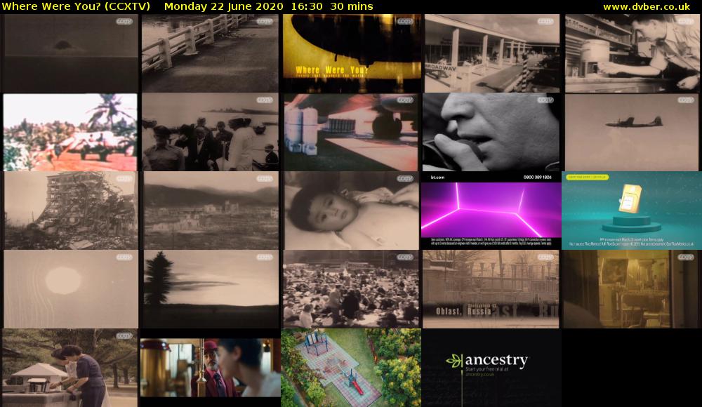 Where Were You? (CCXTV) Monday 22 June 2020 16:30 - 17:00