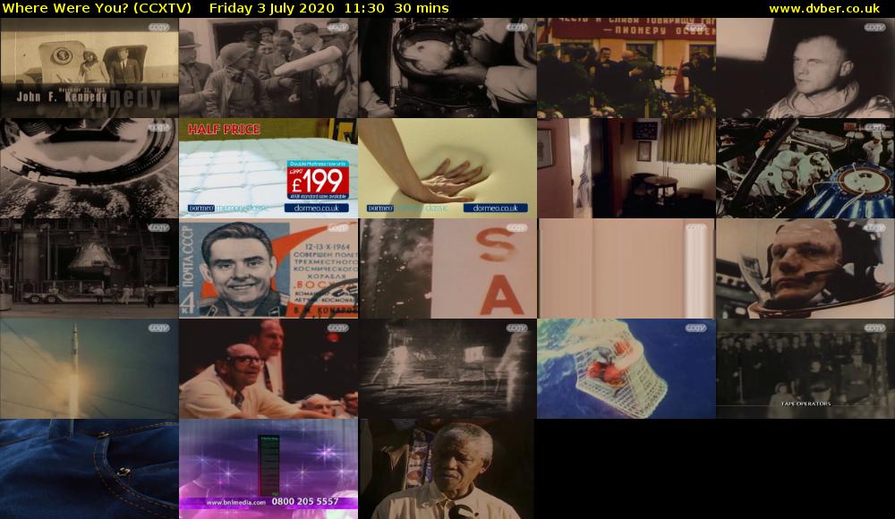 Where Were You? (CCXTV) Friday 3 July 2020 11:30 - 12:00