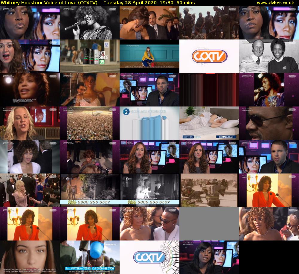 Whitney Houston: Voice of Love (CCXTV) Tuesday 28 April 2020 19:30 - 20:30