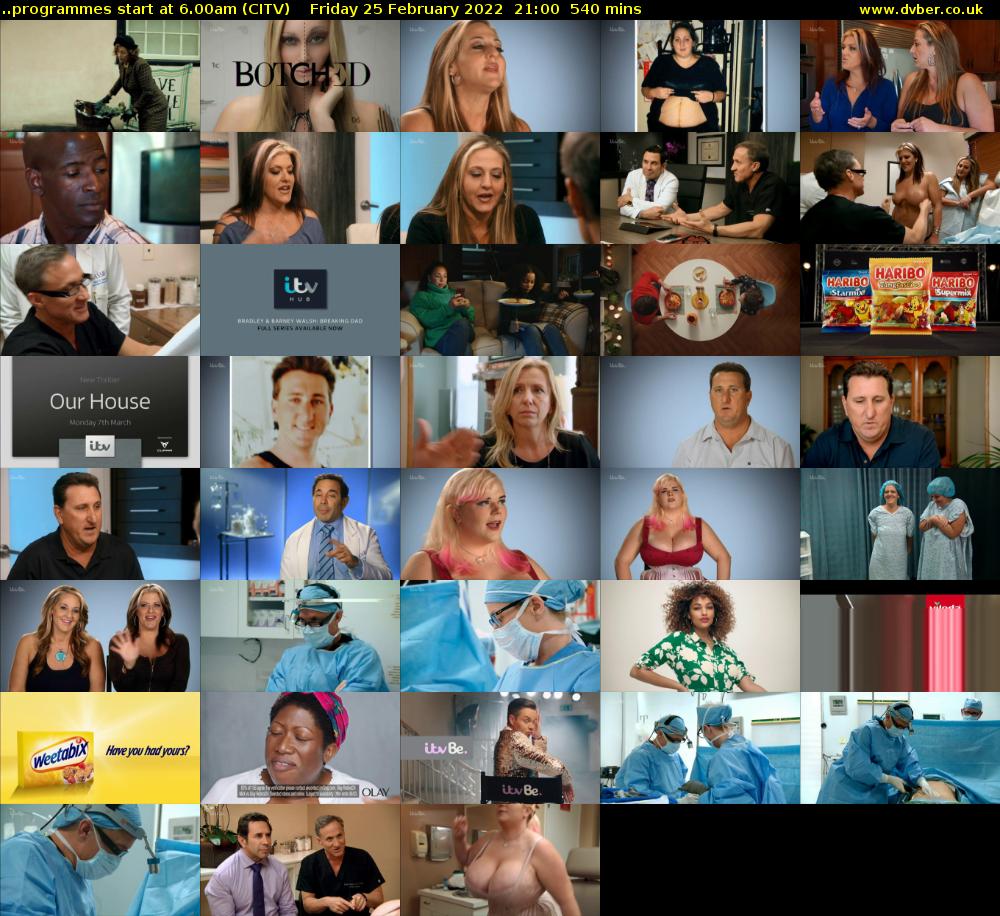 ..programmes start at 6.00am (CITV) Friday 25 February 2022 21:00 - 06:00