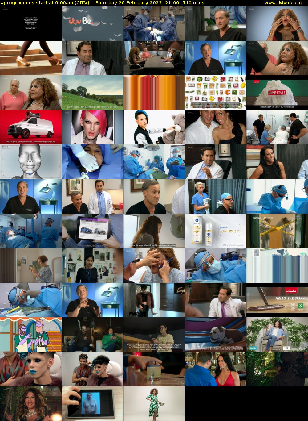 ..programmes start at 6.00am (CITV) Saturday 26 February 2022 21:00 - 06:00