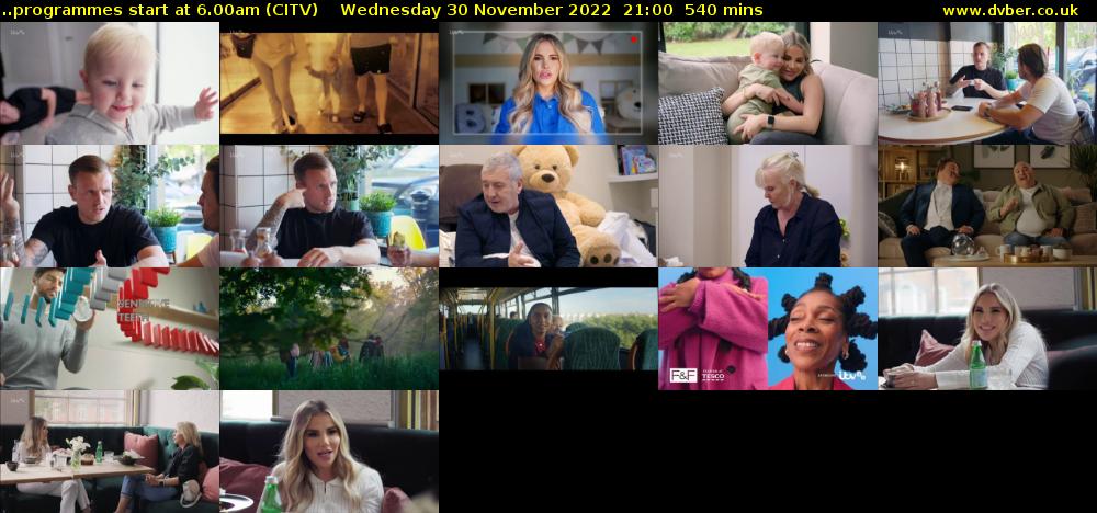..programmes start at 6.00am (CITV) Wednesday 30 November 2022 21:00 - 06:00