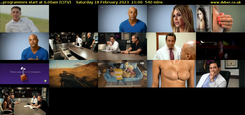 ..programmes start at 6.00am (CITV) Saturday 18 February 2023 21:00 - 06:00