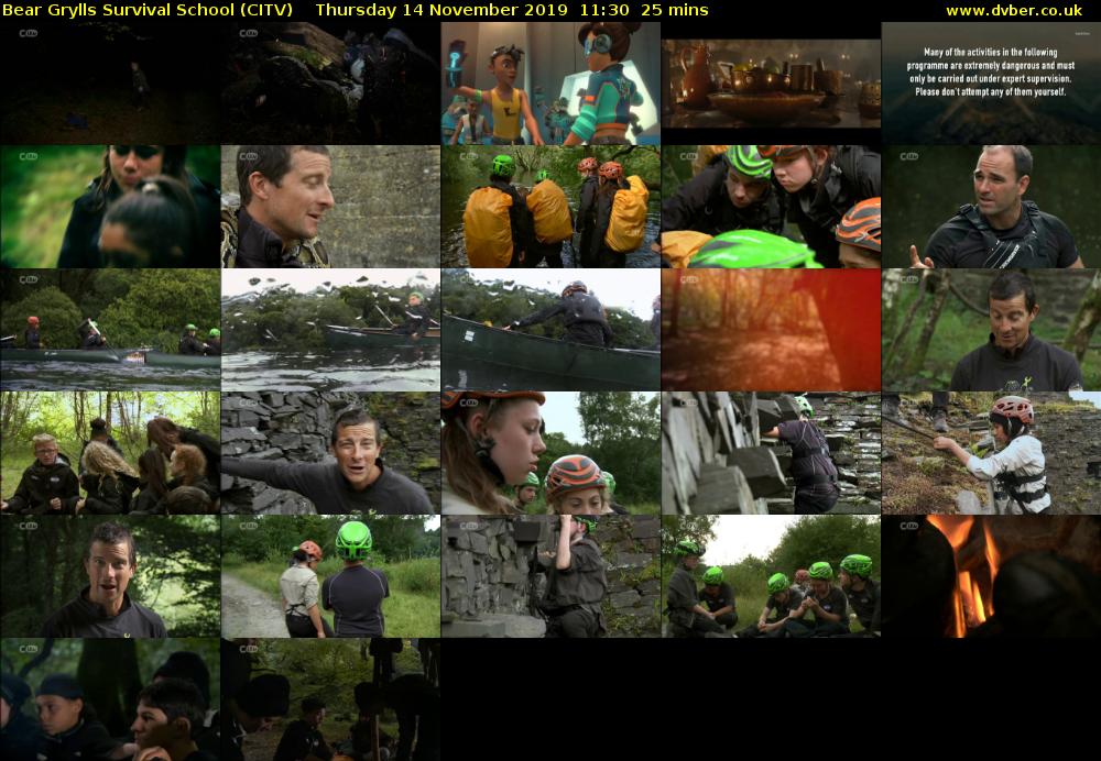 Bear Grylls Survival School (CITV) Thursday 14 November 2019 11:30 - 11:55