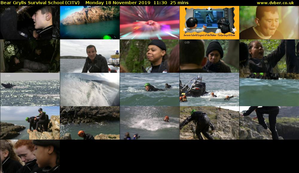 Bear Grylls Survival School (CITV) Monday 18 November 2019 11:30 - 11:55
