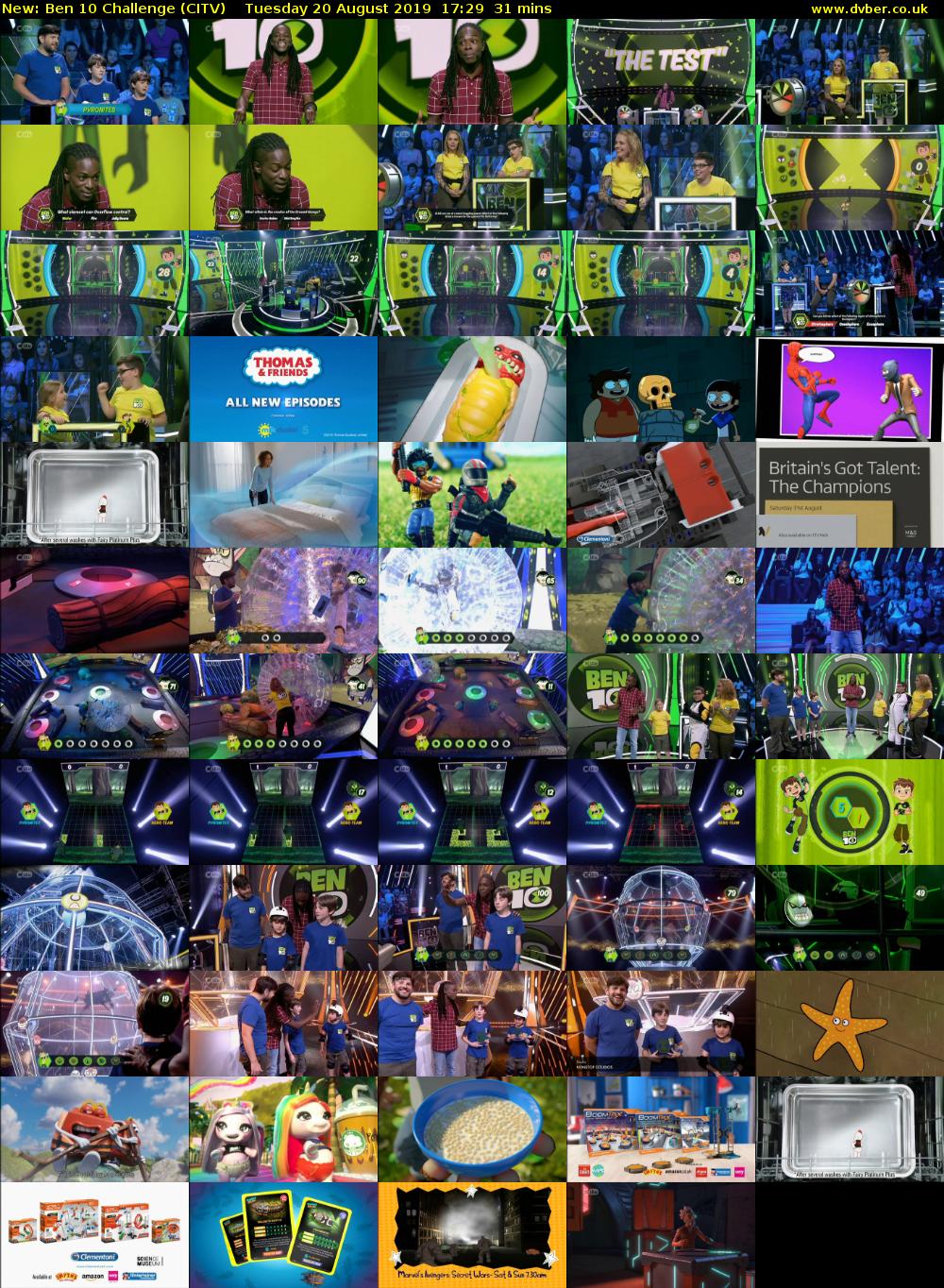 Ben 10 Challenge (CITV) Tuesday 20 August 2019 17:29 - 18:00