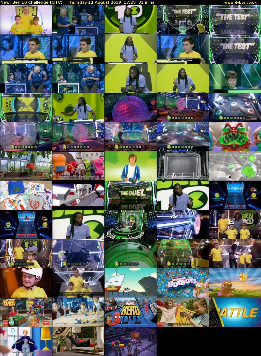Ben 10 Challenge (CITV) Thursday 22 August 2019 17:29 - 18:00