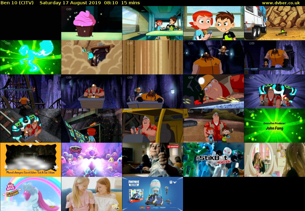 Ben 10 (CITV) Saturday 17 August 2019 08:10 - 08:25