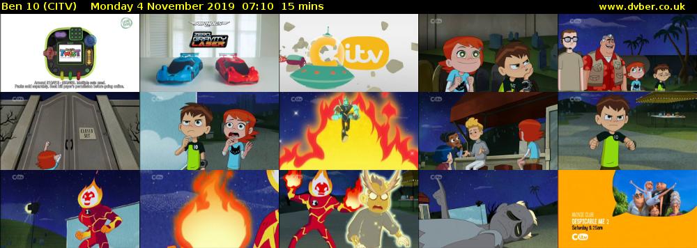 Ben 10 (CITV) Monday 4 November 2019 07:10 - 07:25