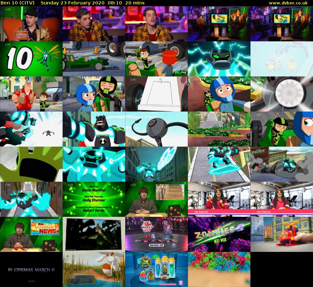 Ben 10 (CITV) Sunday 23 February 2020 08:10 - 08:30