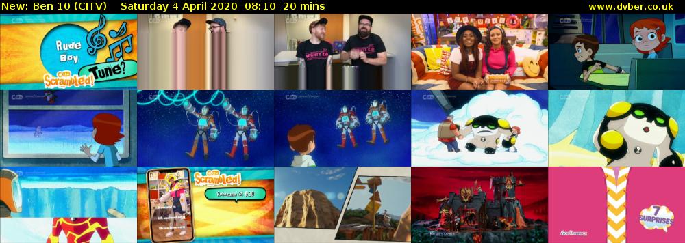 Ben 10 (CITV) Saturday 4 April 2020 08:10 - 08:30
