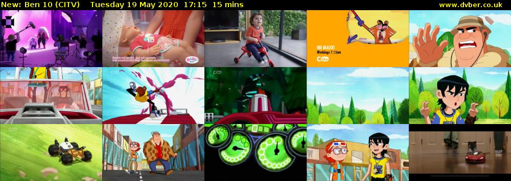 Ben 10 (CITV) Tuesday 19 May 2020 17:15 - 17:30