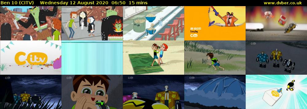 Ben 10 (CITV) Wednesday 12 August 2020 06:50 - 07:05