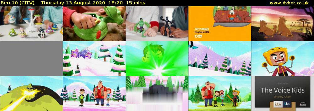 Ben 10 (CITV) Thursday 13 August 2020 18:20 - 18:35