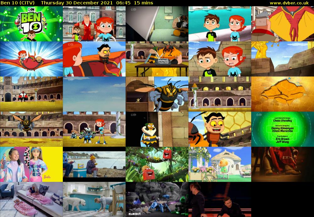 Ben 10 (CITV) Thursday 30 December 2021 06:45 - 07:00