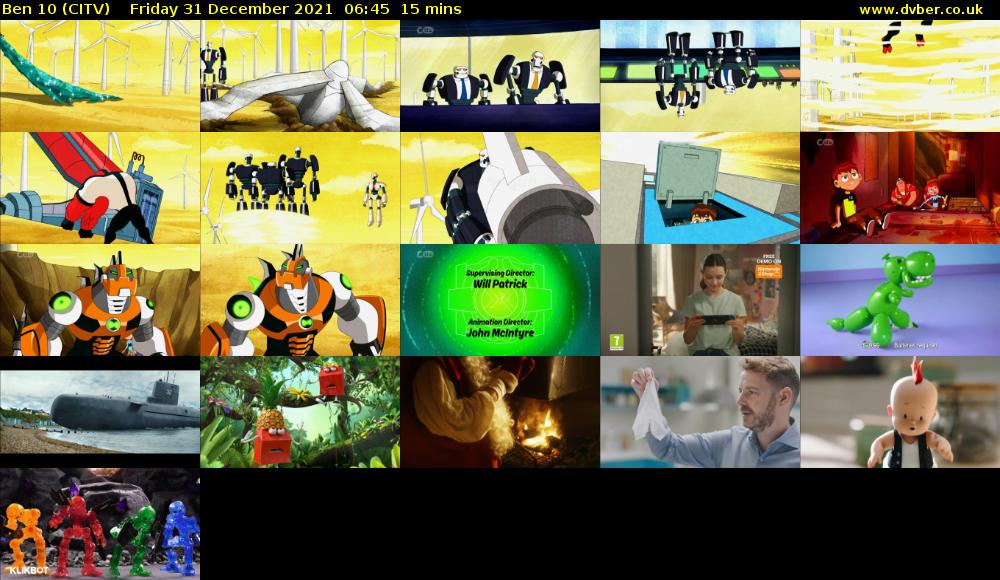 Ben 10 (CITV) Friday 31 December 2021 06:45 - 07:00